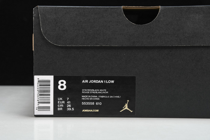 Jordan 1 Low Black Gym Red - 553558-610