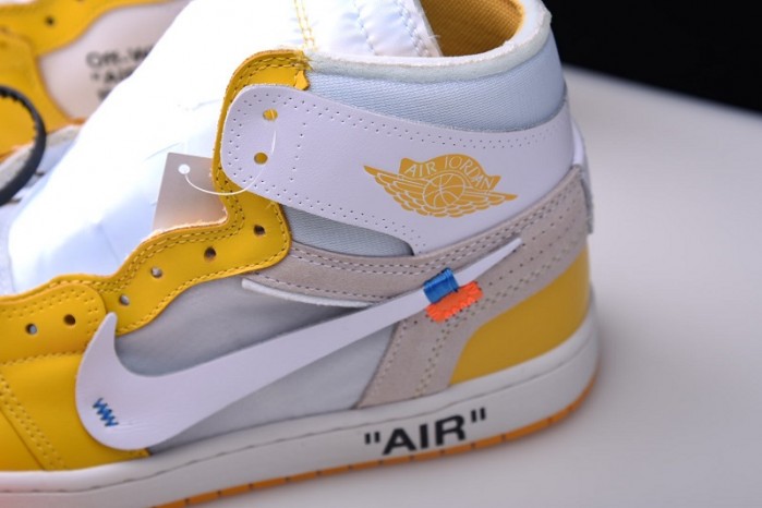 2019 Air Jordan 1 x OF NRG White/Dark Powder Yellow-Cone AQ0818-149